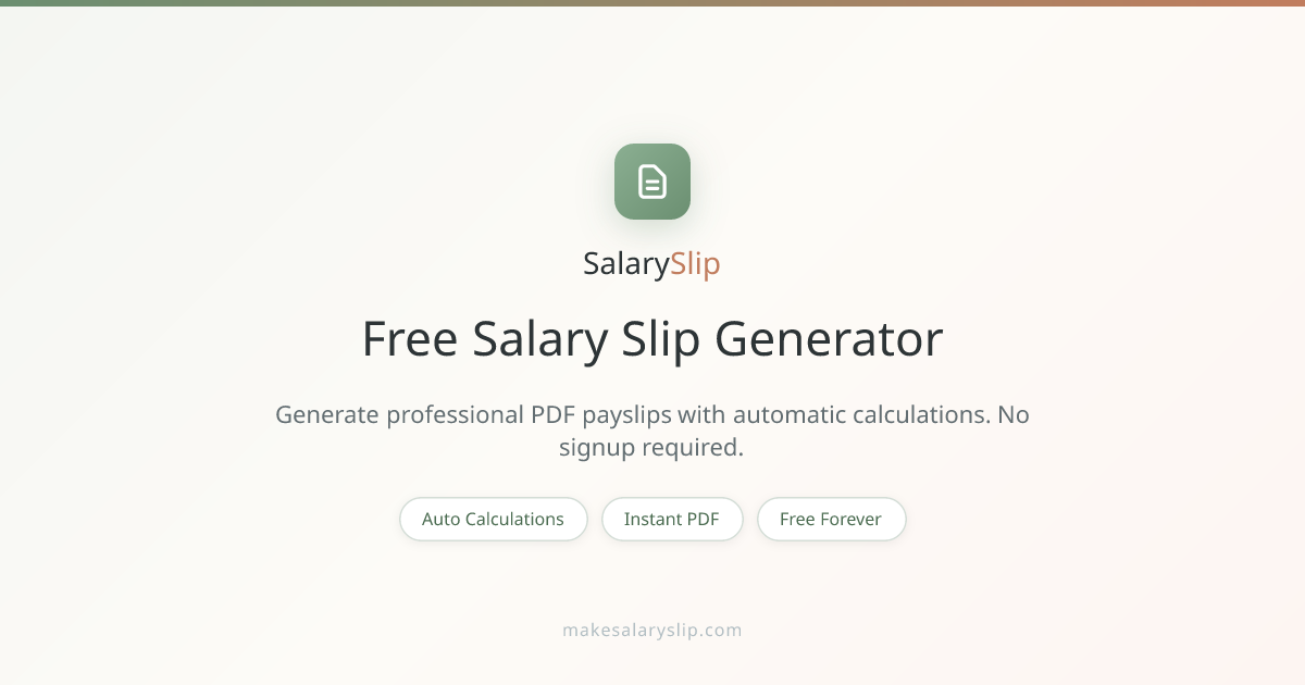 Salary Slip Generator - Create Professional Payslips | SalarySlip